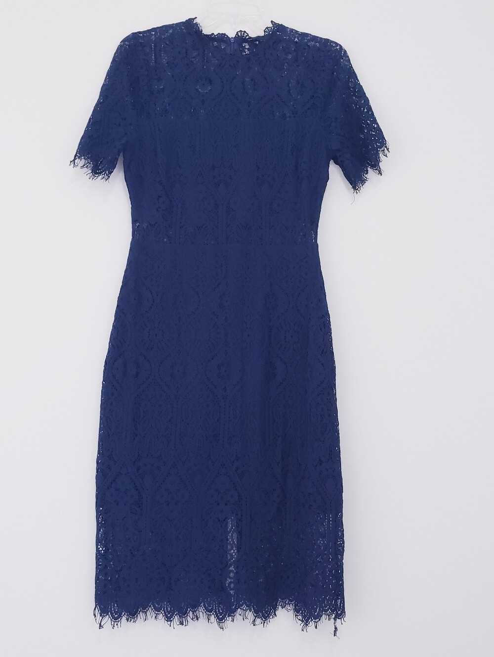 Lulus Remarkable Navy Blue Sheer Lace Short Sleeve Mini Dress Size Large Pencil - Picture 9 of 9